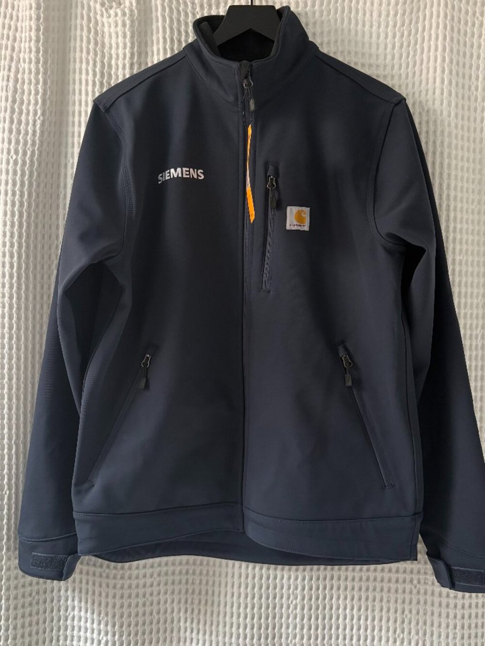 Carhartt Rain Defender Softshell Heavyweight navy men's jacket Siemens logo sz M
